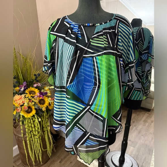 Kim Rogers • Flutter Sleeve Kimono Style Blouse - Picture 1 of 9